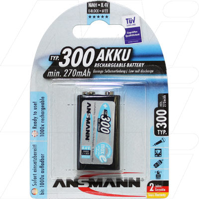 Ansmann 9V 300mAh NiMH Rechargeable Battery