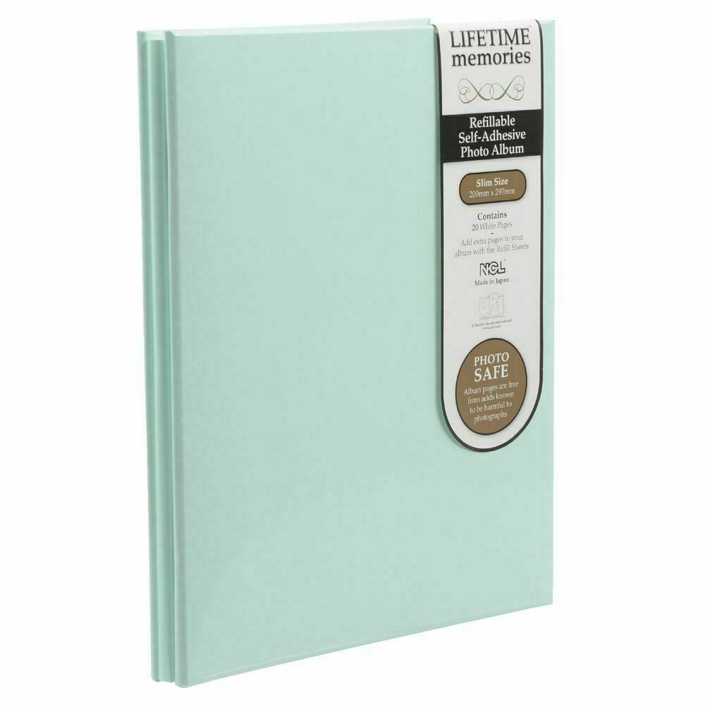 NCL Self Adhesive Slim Green Refillable Album White Pages Photo Album