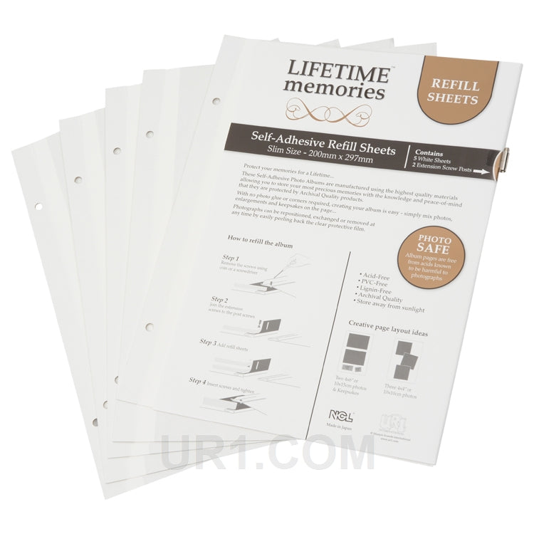 NCL Self Adhesive Refills A4 Slim 5 White Sheets Photo Album