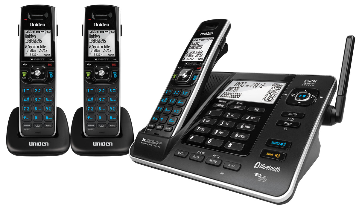 Uniden XDECT8355+2 Extended Long Range 3 Handset Cordless Phone System ...